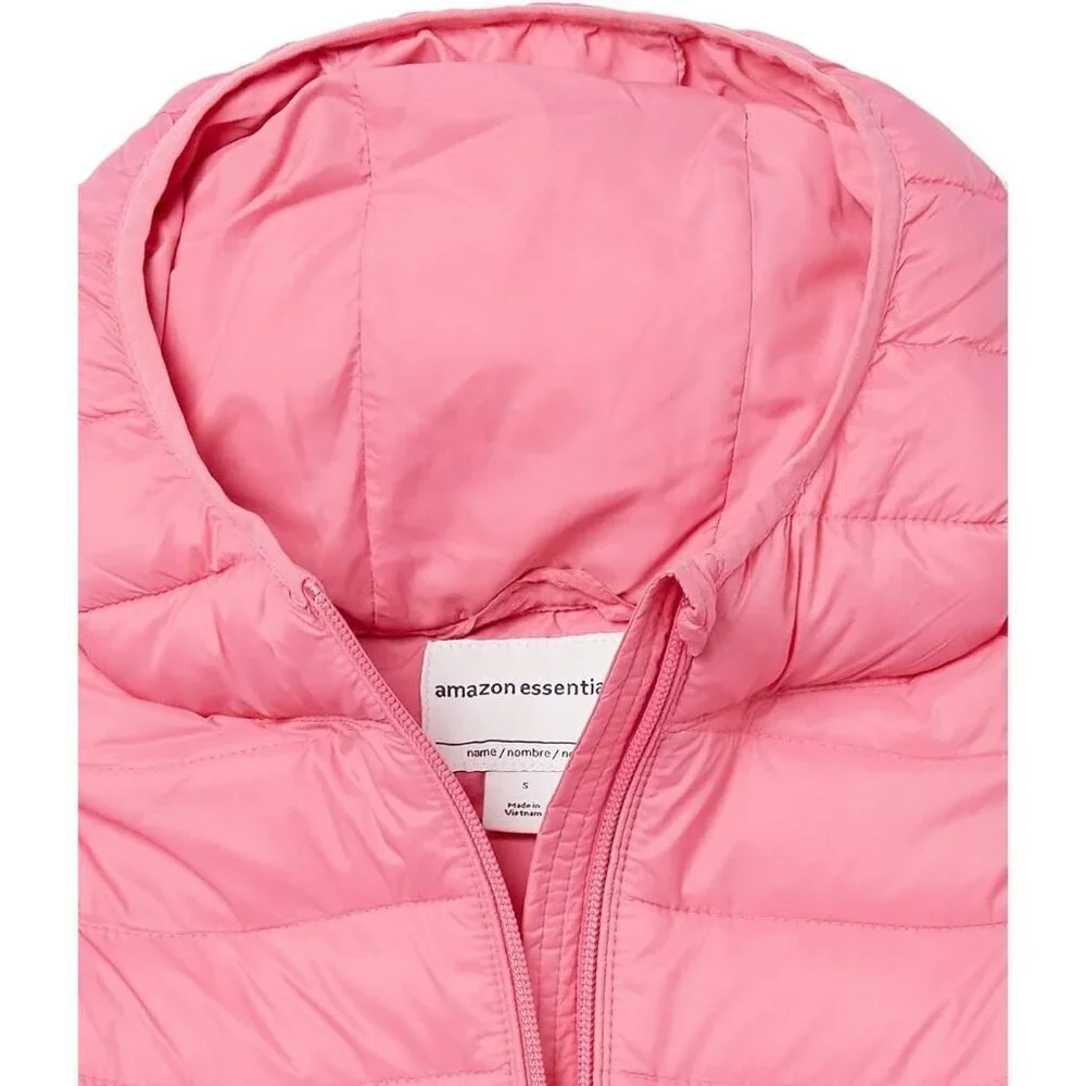 🆕Girls Bright Pink Lightweight Water Resistant Hooded Puffer Jacket Winter Coat